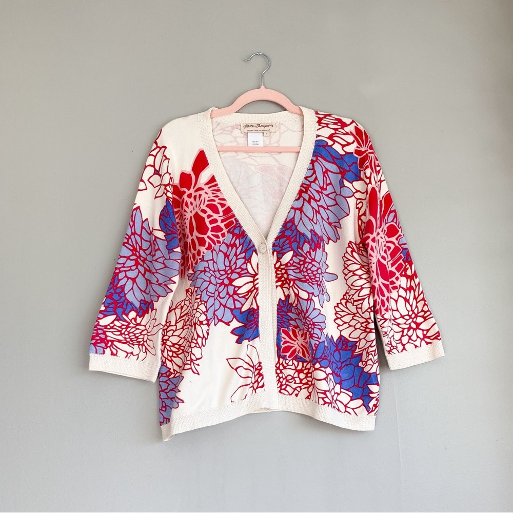 Norm Thompson Resort Vacation Tropical Floral Cardigan - Picture 1 of 5